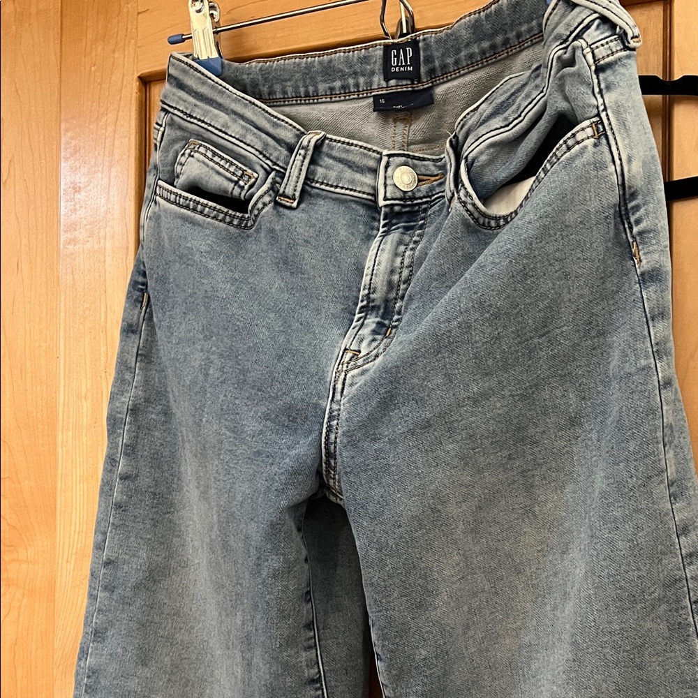 GAP Girls Super Soft Wide Leg Ankle Length Light Blue Jeans